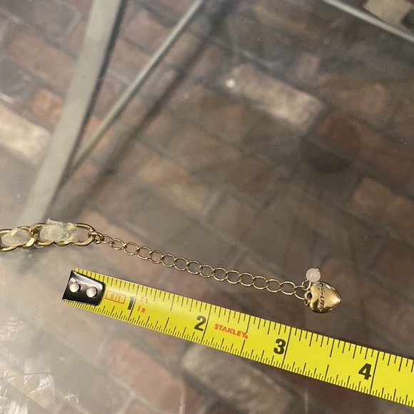 BETSEY JOHNSON - 💀necklace w rhinestones & roses, gold tone chain w ribbon - Picture 7 of 16